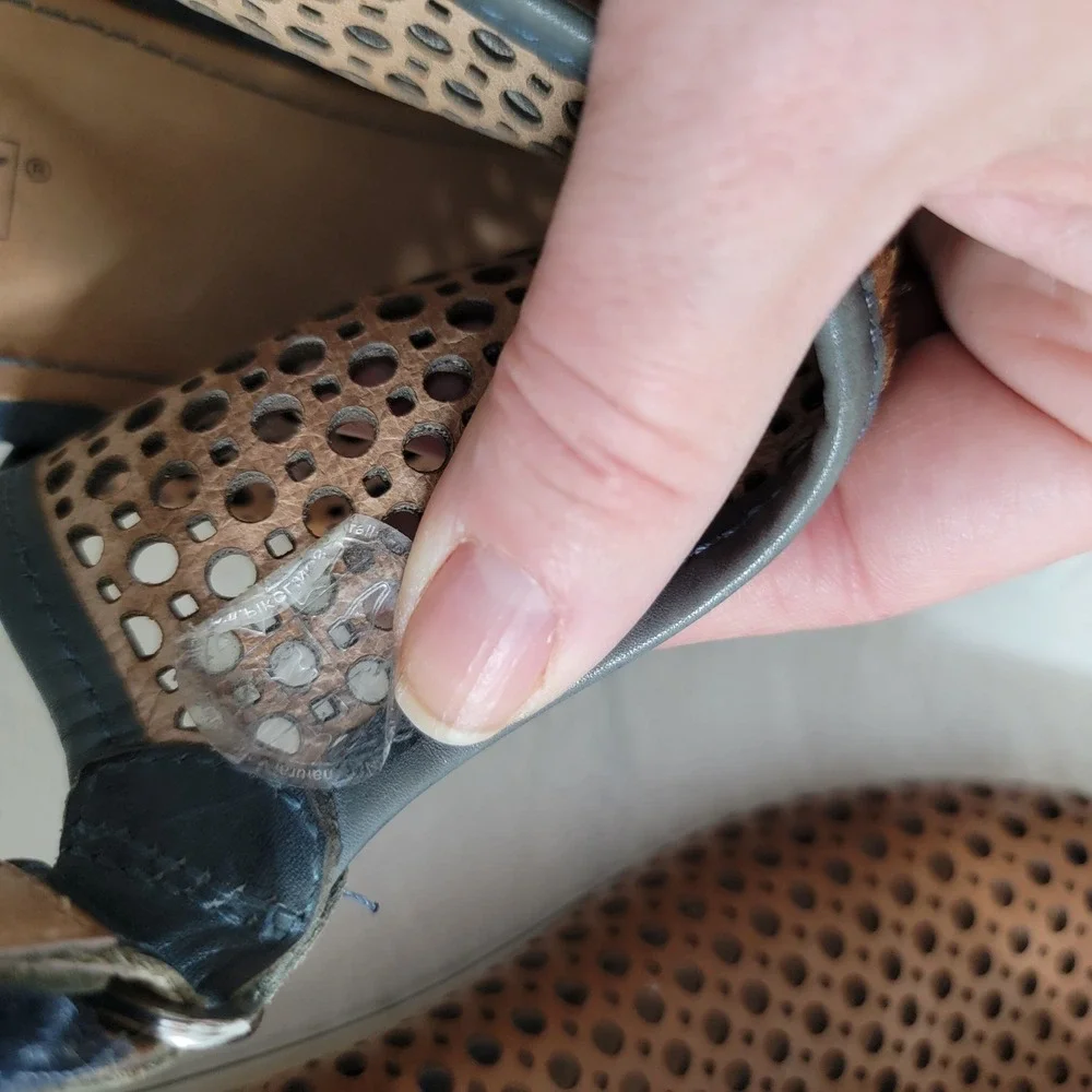 Pikolinos Bali Wedge Sandals Brown Blue Perforated Leather Peep Toe EU 41‎ US 10